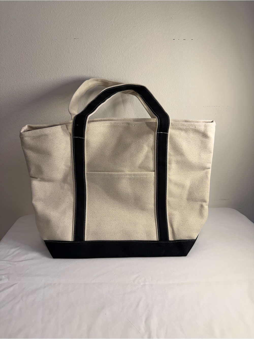Canvas Boat Tote Bag with Black Trim